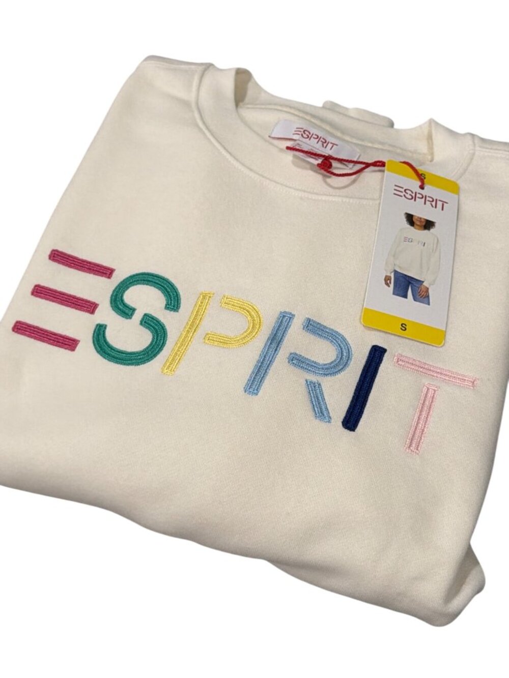 Esprit Small Cream Sweatshirt Pullover Gen X Viral Costco Trend NWt - Picture 5 of 6